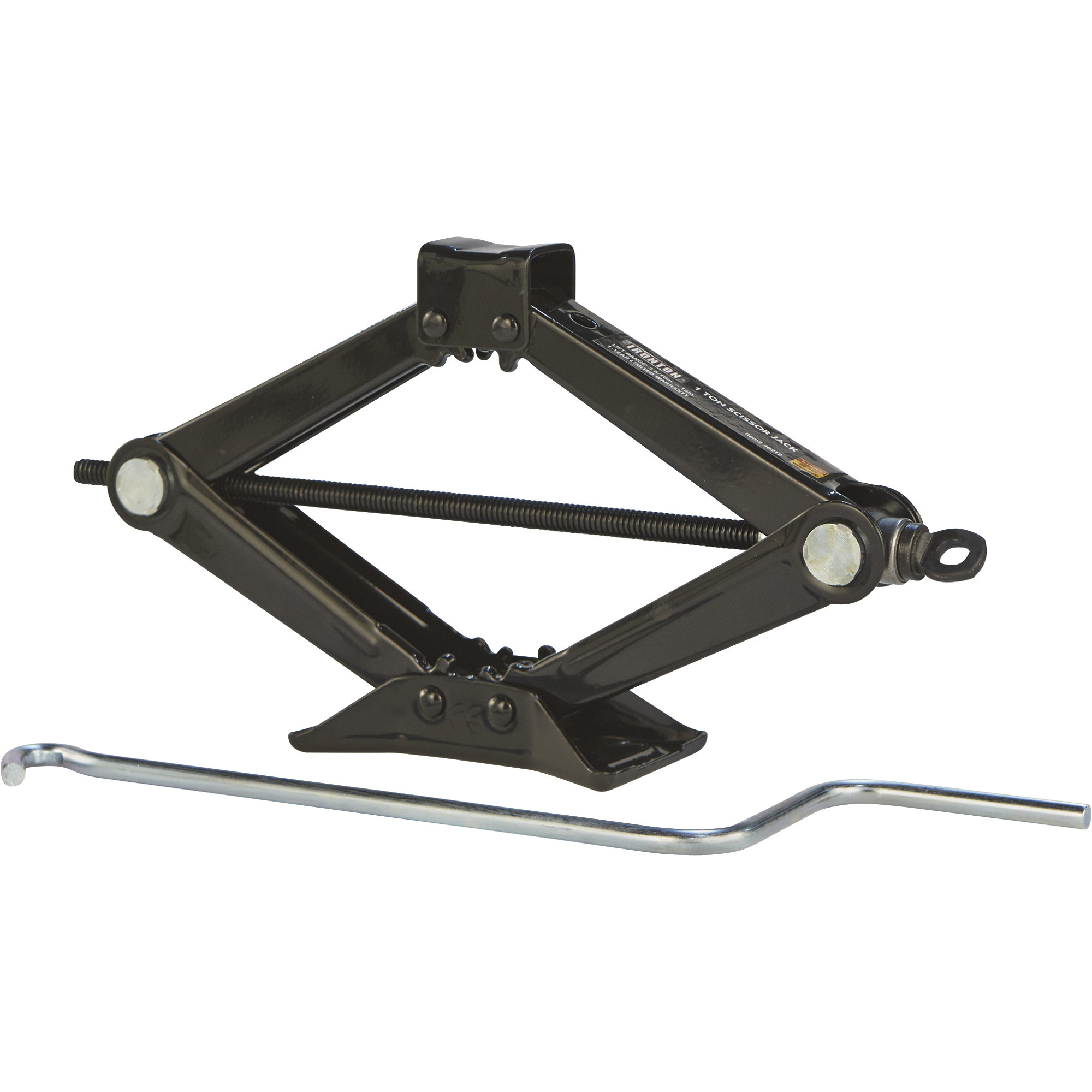 Ironton 1-Ton Manual Scissor Jack, Steel Car Jack, 2.31in.–15in. Lift Range, Automotive Emergency Jack